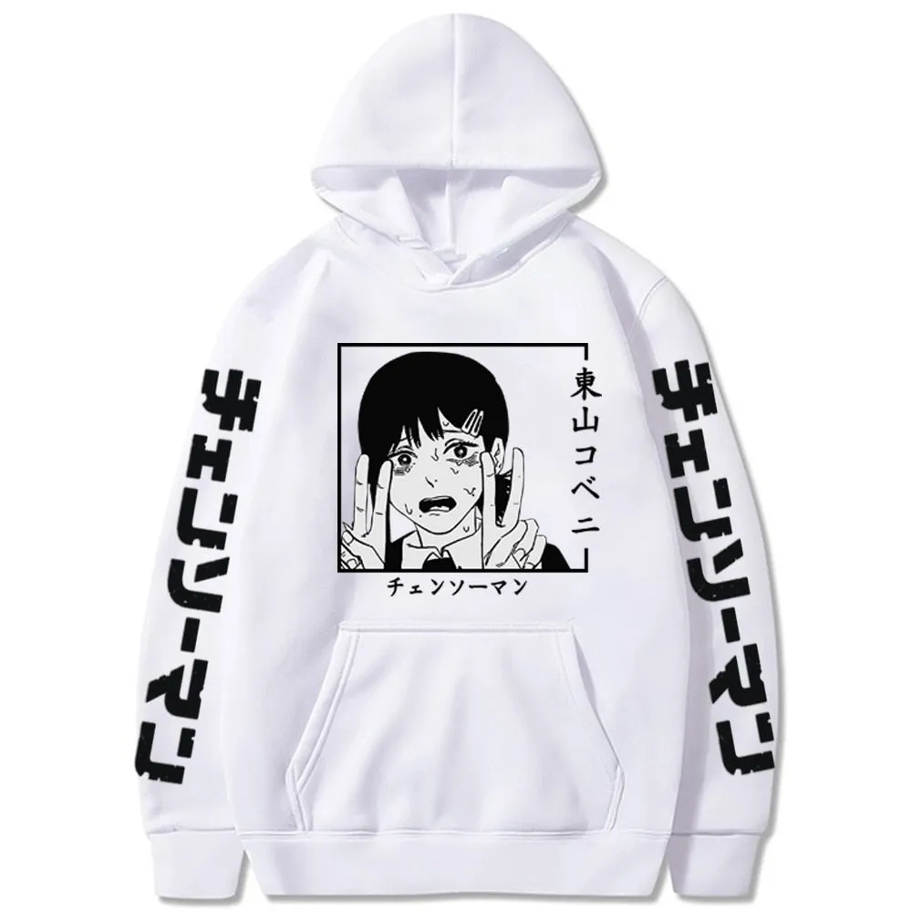 Kawaii Kobeni Higashiyama Print Sweatshirts Anime Chainsaw Man Hoodie Pullovers Harajuku