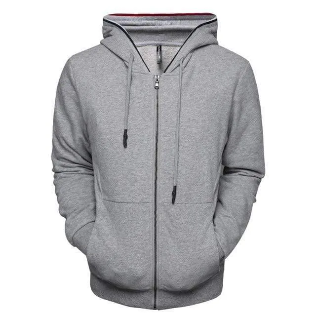 Zipper Cardigan Hoodies Men Cotton Soft Feel Solid Color Men's Sweatshirts Slim Fit High Quality Hoodied Men