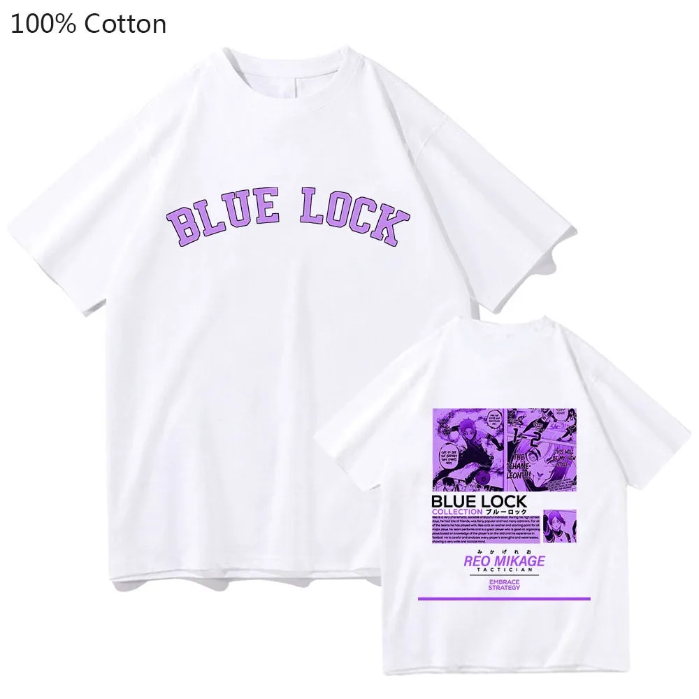 REO MIKAGE Anime Blue Lock Tshirts High Quality T-shirts Appliques Short Sleeve