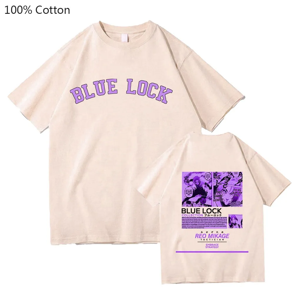 REO MIKAGE Anime Blue Lock Tshirts High Quality T-shirts Appliques Short Sleeve