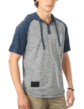 Two-Tone Men's Short Sleeve Raglan Henley Hoodie