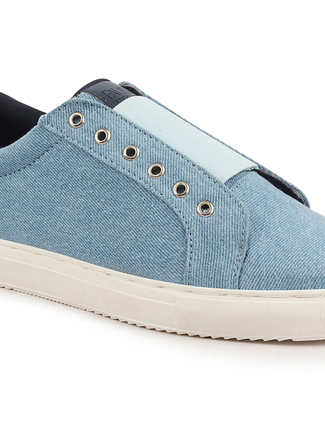 Men Sky Blue Elastic Closure Comfort Canvas Denim Slip On Sneaker Shoes