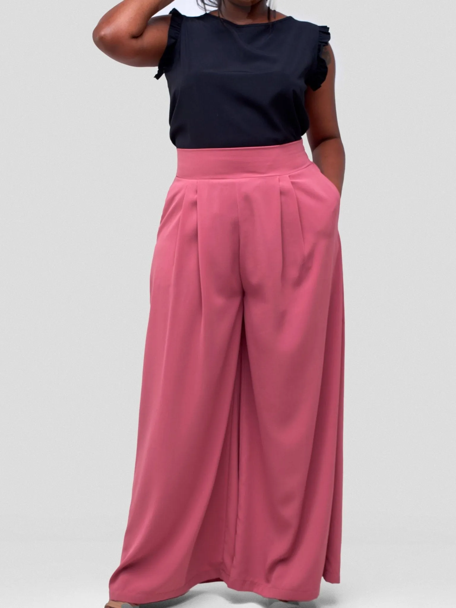 Vivo Ava Pleated Wide Leg Pants - Pink