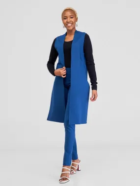 Vivo Waridi Sleeveless Overcoat - Light Navy Blue