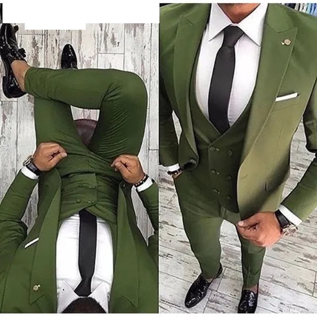 Men Suit Prom Tuxedo 3 Piece (jacket vest pant) Groom Wedding Suit For Men