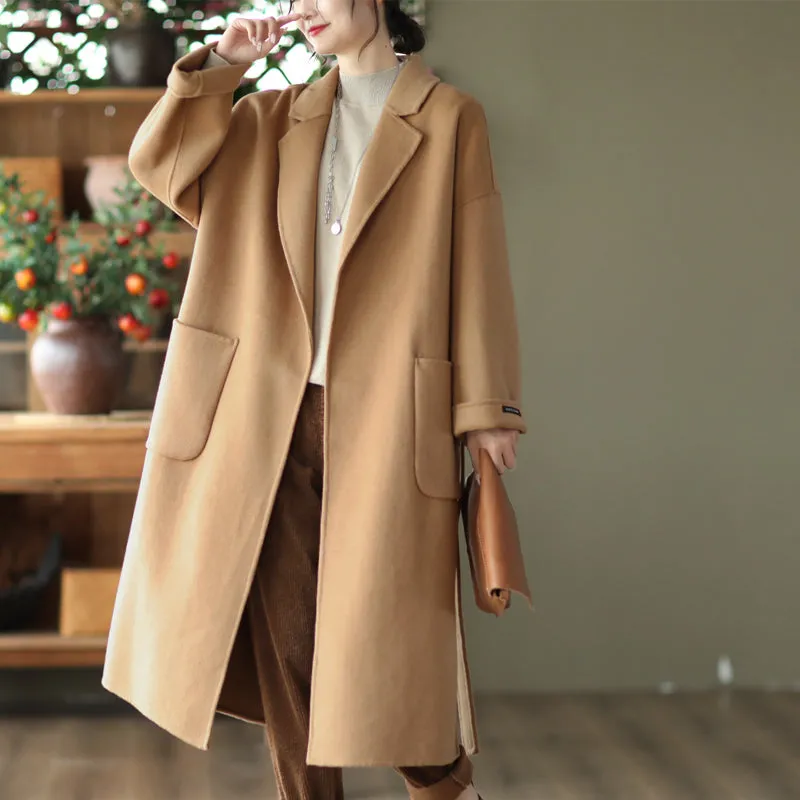 Women Autumn Woolen Chic Casual Overcoat