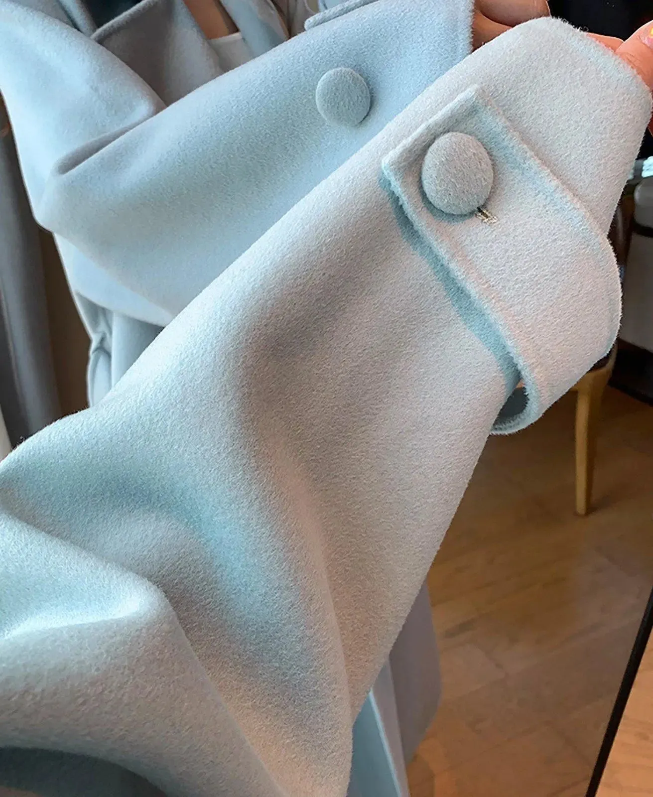 Women Light Blue Wool Long Coat,White Long Wool Coat,Double Faced Wool Coat,Wool Overcoat,Warm Winter Coat,Oversize Wool Coat,Handmade Coat