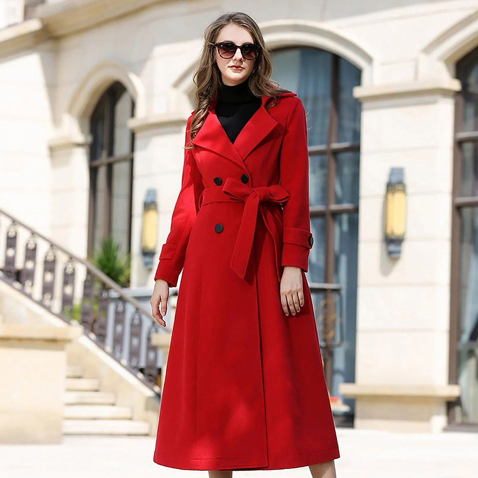 Women Red Wool Long Coat,Custom wool Coat for women Double Breasted Coat Winter Woolen Coat Cashmere Overcoat,Wool Blend Coat,Wool Outerwear