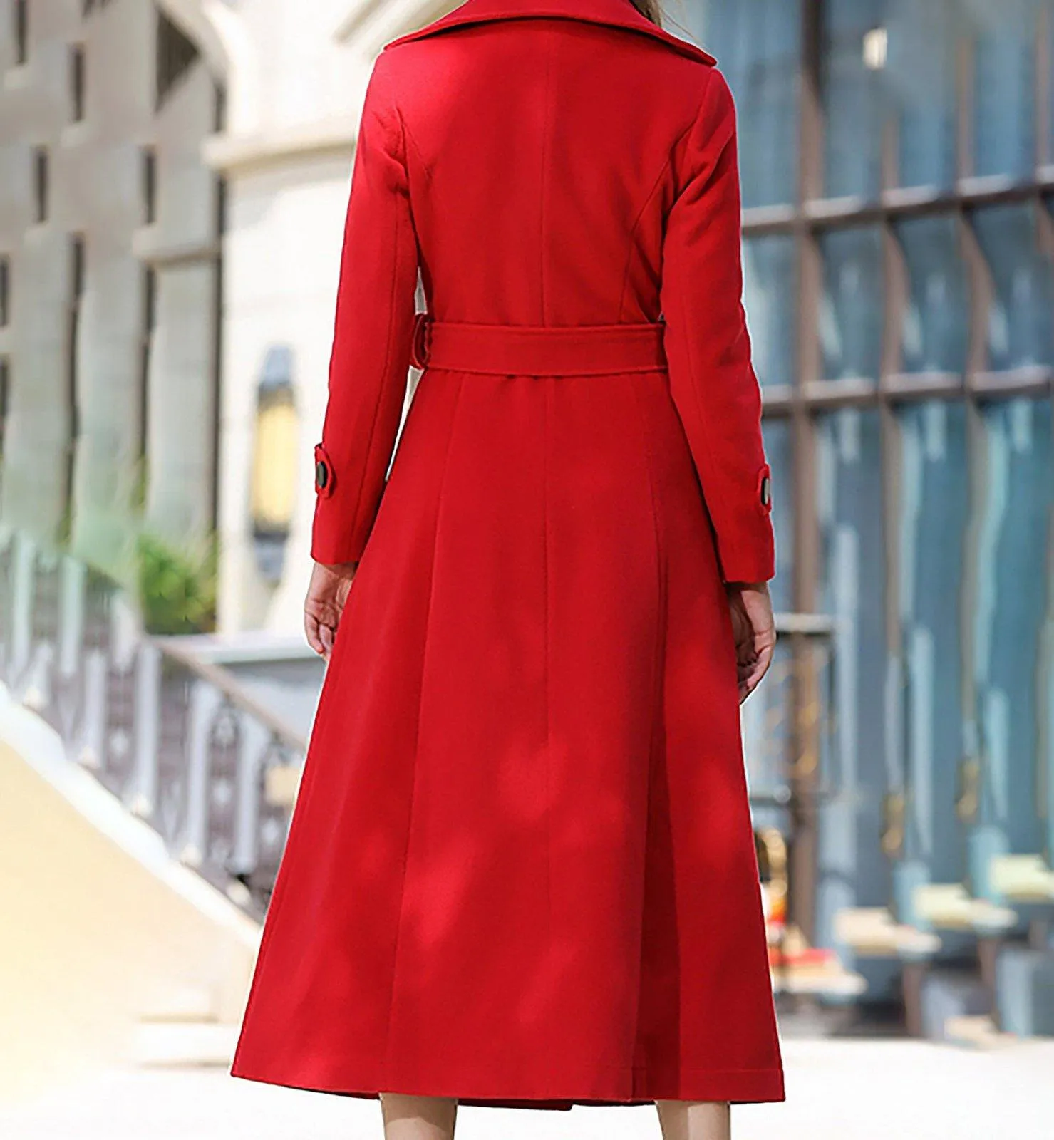 Women Red Wool Long Coat,Custom wool Coat for women Double Breasted Coat Winter Woolen Coat Cashmere Overcoat,Wool Blend Coat,Wool Outerwear