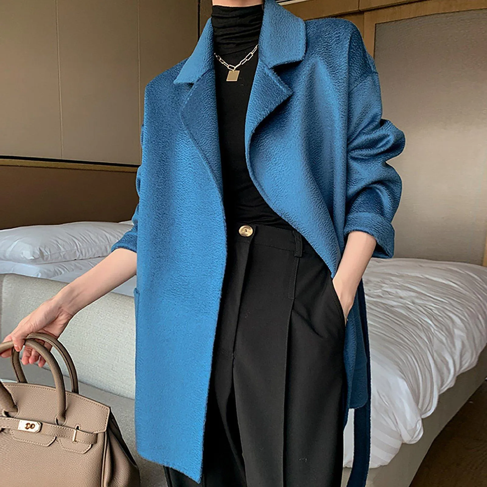 Eva Thigh Length Wrap Wool Coat