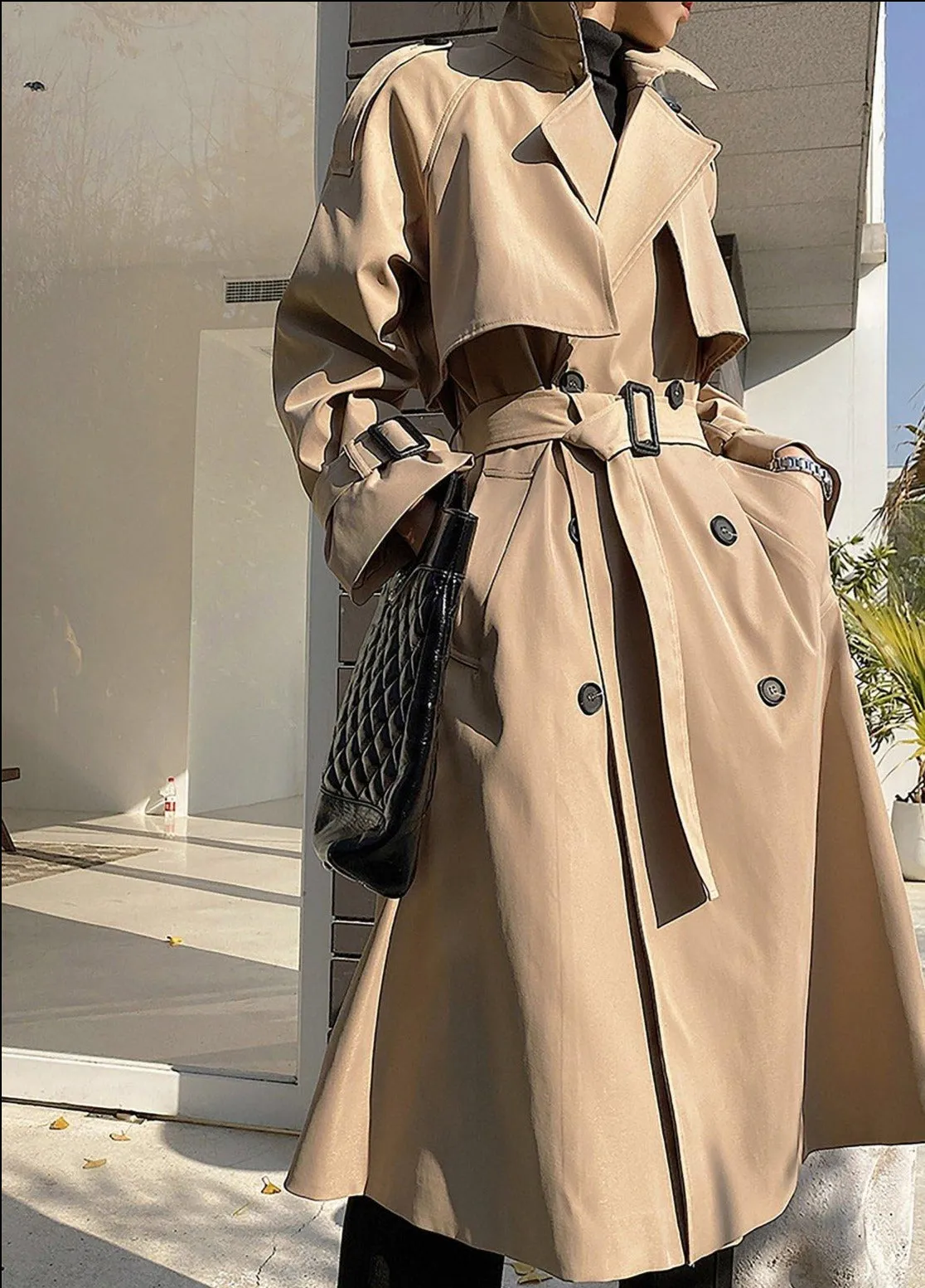 Sally Khaki Storm Flap Double Breasted Trench Coat