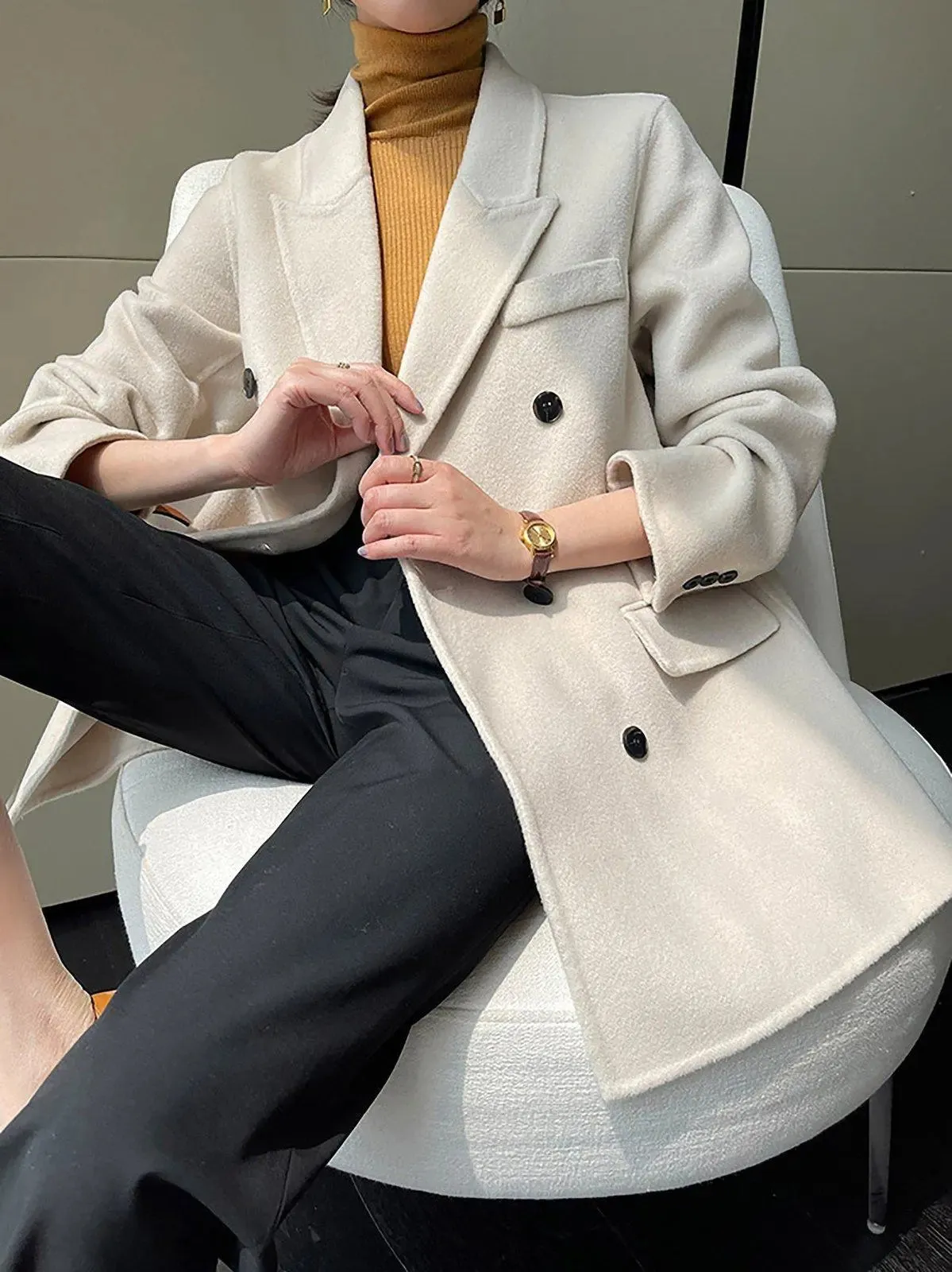 Women Wool Coat,Oversize Wool Overcoat,Beige Wool Blazer,Blue Wool Suit,Black Woolen Coat,Loose Wool Suit,Autumn winter Wool Blazer Jacket