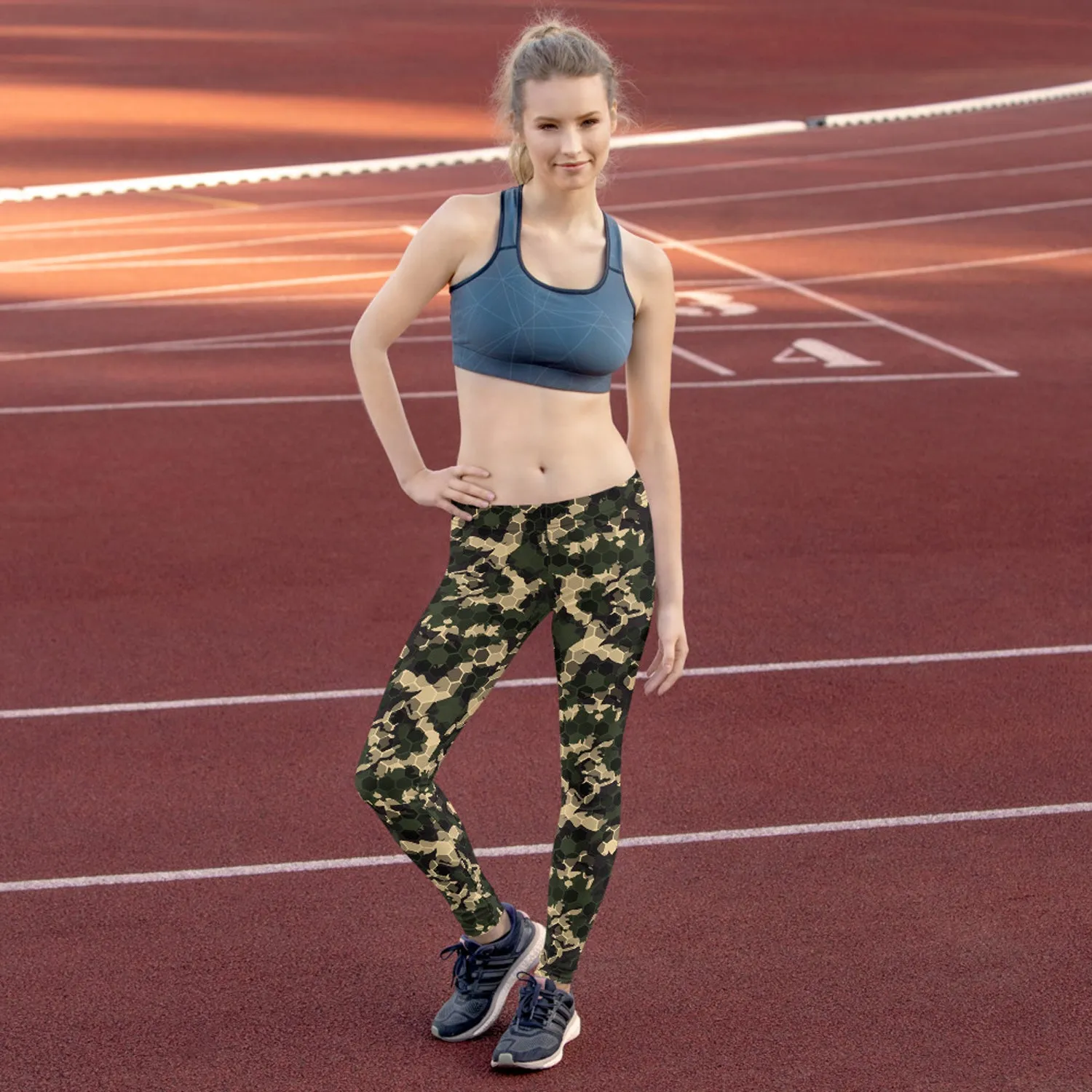 Womens Army Camo Leggings with Honeycombs