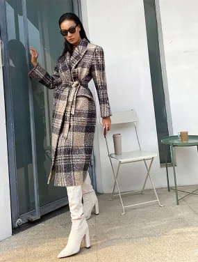 Women Tweed Wool Long Coat,Plaid Long Wool Coat,Thick Wool Overcoat,Handmade wool coat,Double Breasted Coat,Wool Reefer Coat,Winter Coat