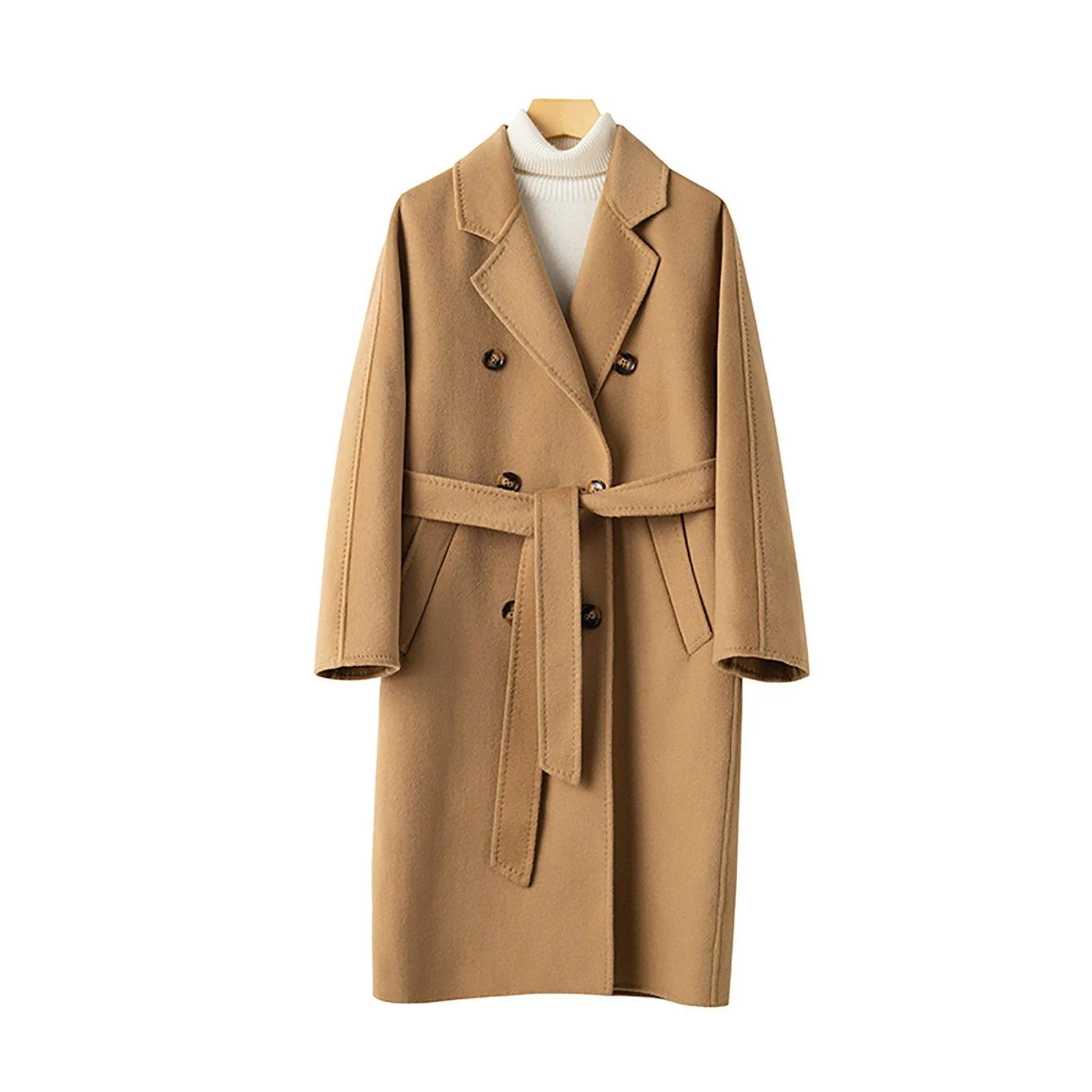 Women Double Faced Wool Overcoat,Camel Wool long coat,Oversize Wool Coat,Wrap Wool Coat,Warm Winter Coat,Cashmere Coat,Grey Long Woolen Coat