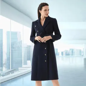 Women Wool Mid-Length Coat,Stewardess business wear,Plus Size Wool Overcoat,Black Wool Coat,Navyblue Wool Trench Coat,Custom Wool Coat Women