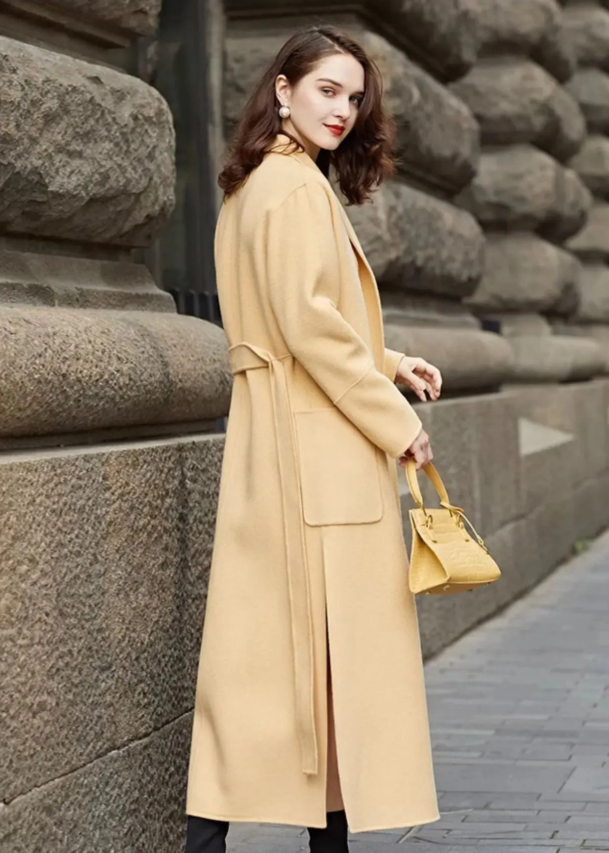 Daphne Double Face Wool Belted Long Coat