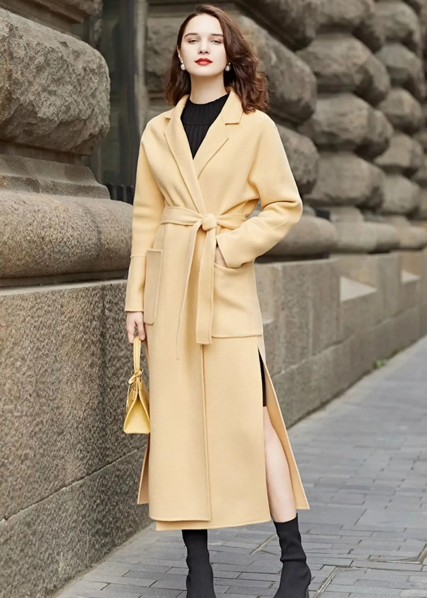 Daphne Double Face Wool Belted Long Coat