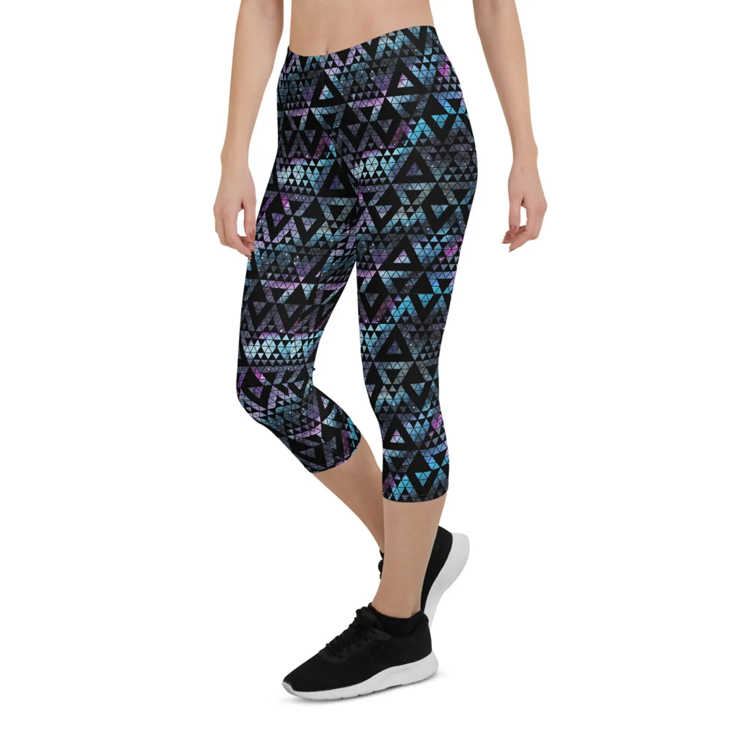 Geometric Galaxy Capri Leggings for Women