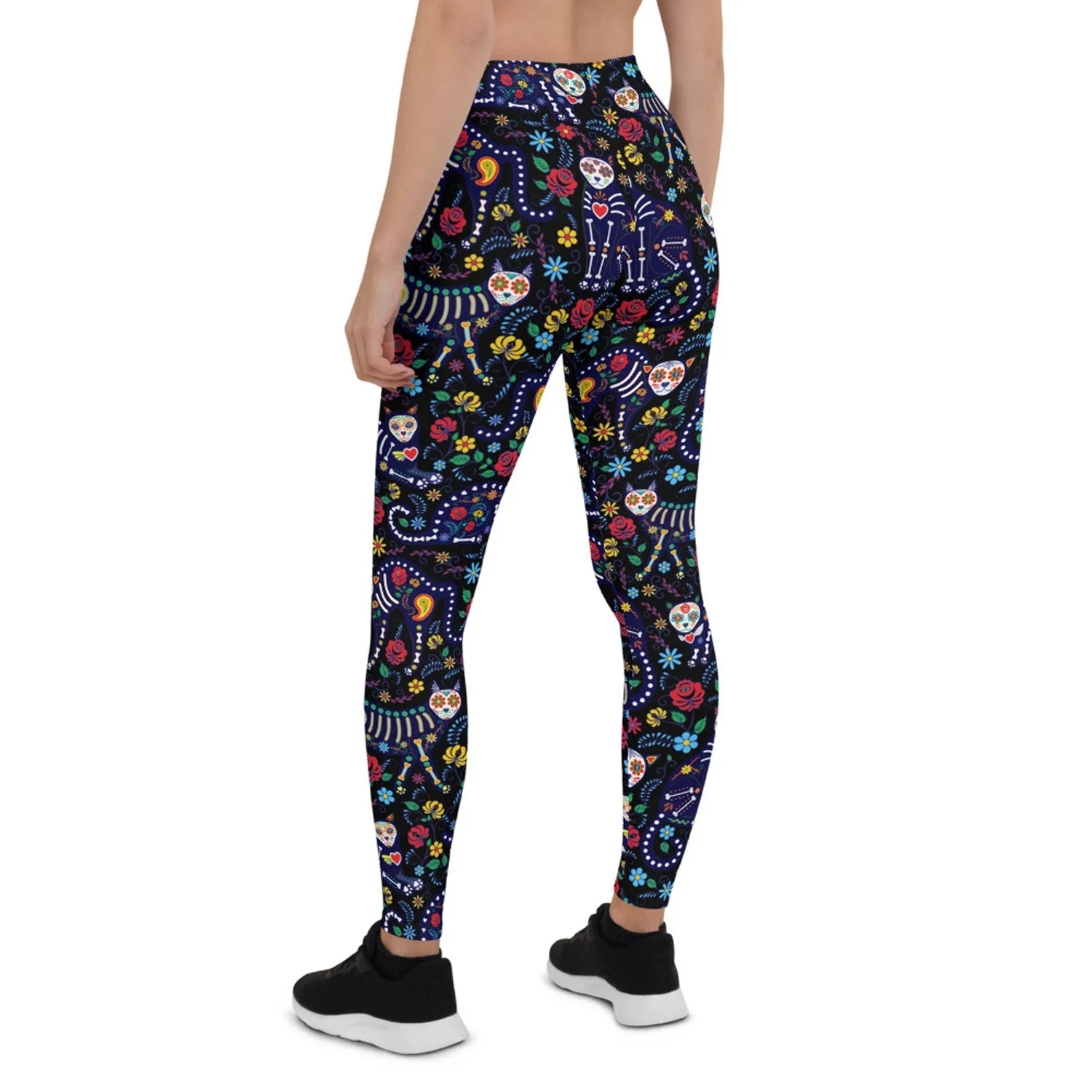 Womens Sugar Skull Cat Leggings