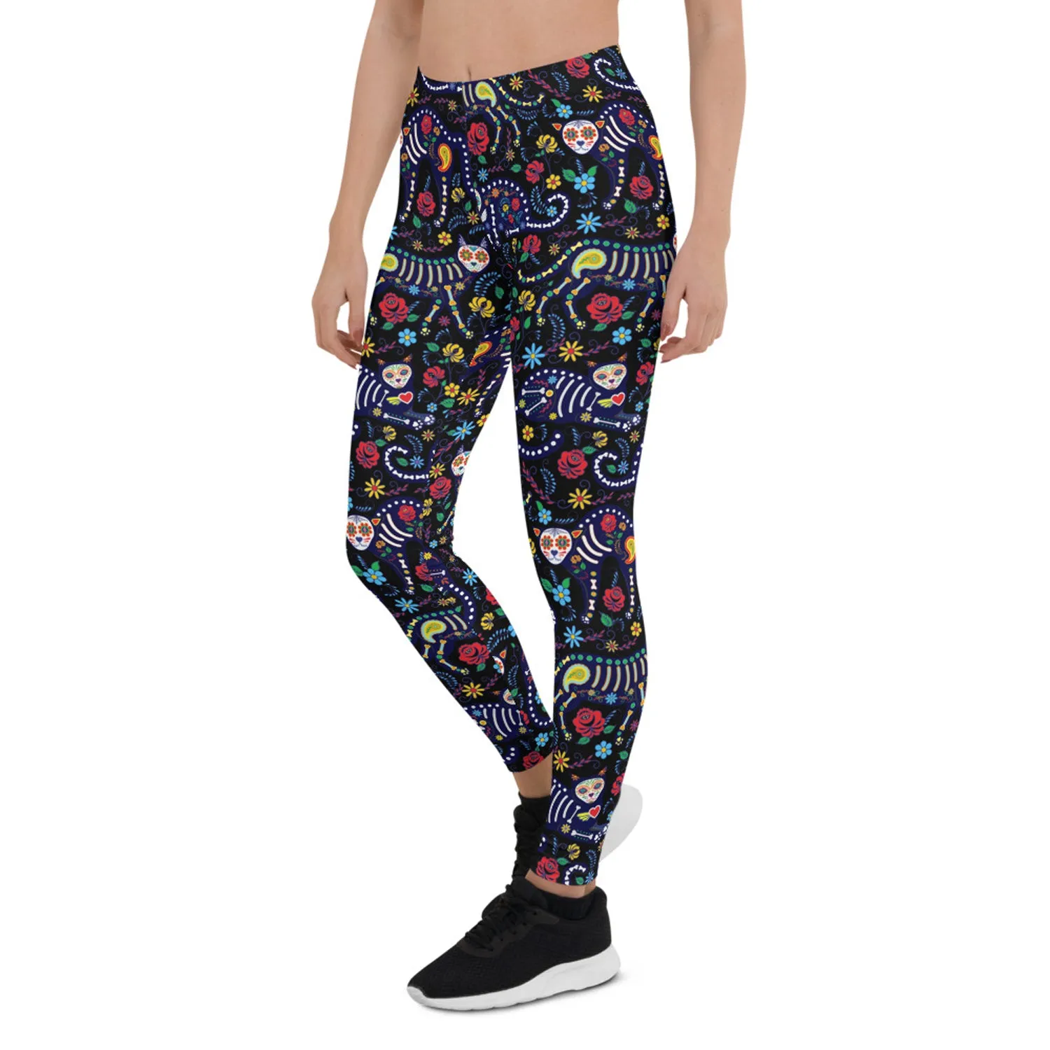 Womens Sugar Skull Cat Leggings