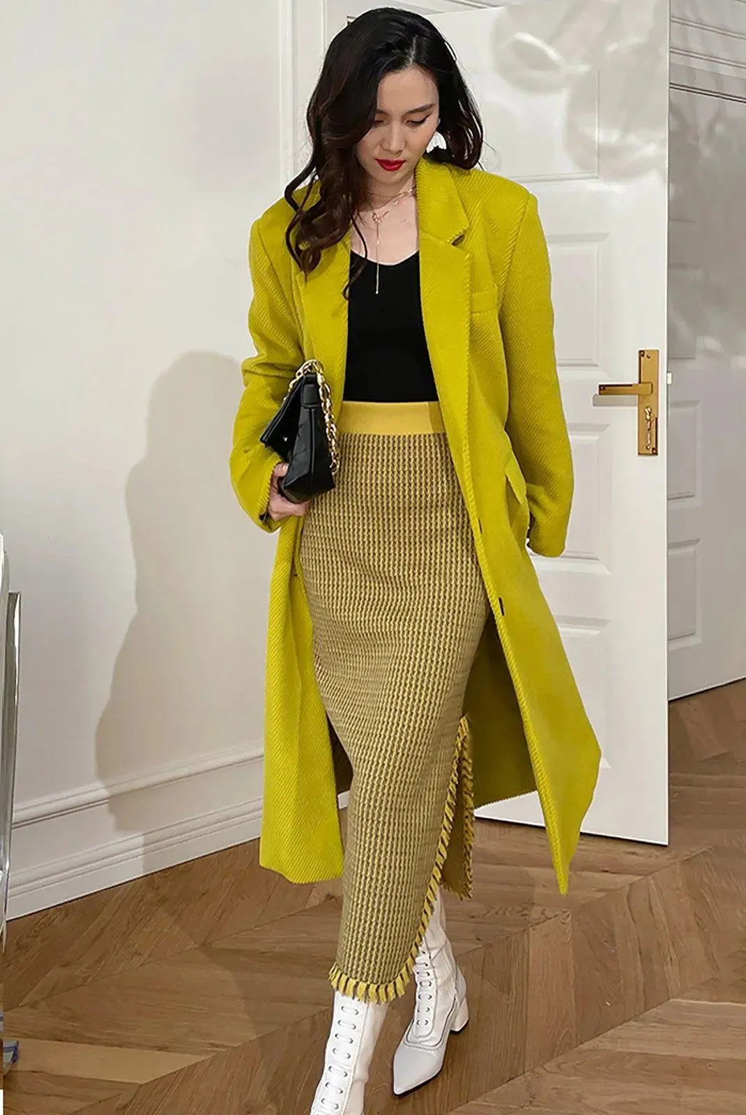 Women Yellow Long Wool Coat,Single breasted Wool Long Coat,Wool Overcoat,Oversize Wool Coat,Warm Winter Coat,Loose Wool Coat,Yellow Coat