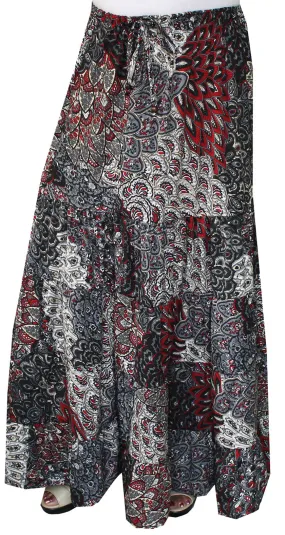 Womens Printed Long Indian Skirt India Apparel (Grey)