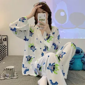 Women's Sleepwear Cotton Pajamas Women Summer Long Sleeve Pants S4645718