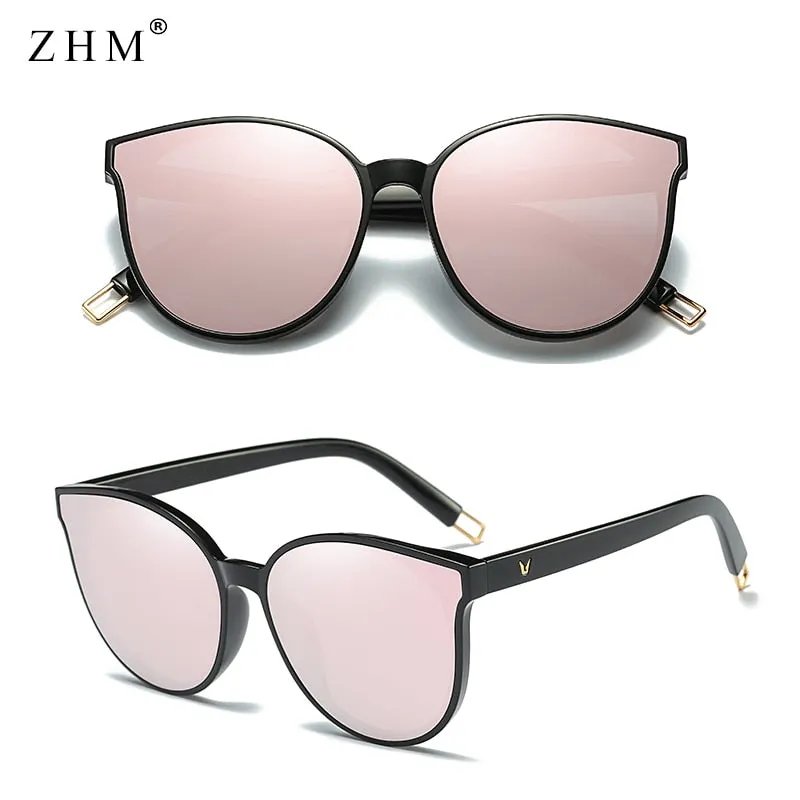 2023 Mirror Flat Top Cat Eye Elegant Sunglasses Woman Oculos De Sol Men Twin Beam Oversized Sun Glasses UV400