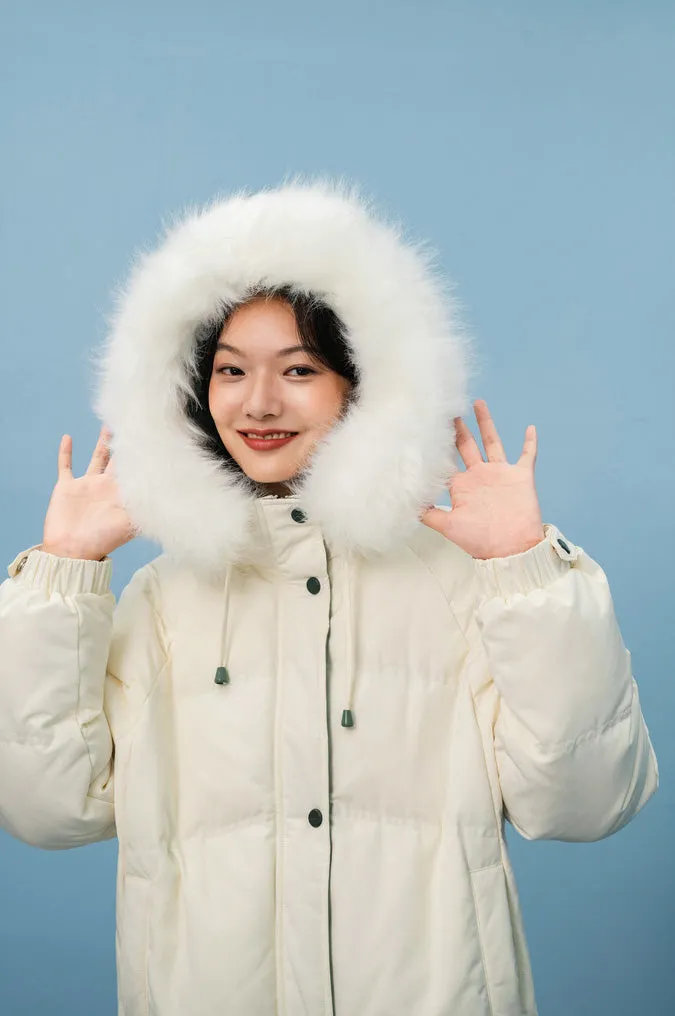 Julia Hooded Faux Fur Hooded Down Puffer Coat