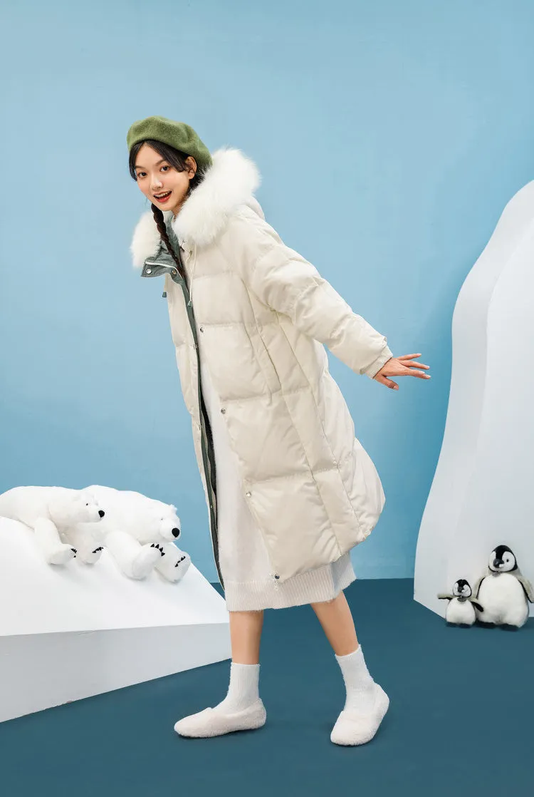 Julia Hooded Faux Fur Hooded Down Puffer Coat