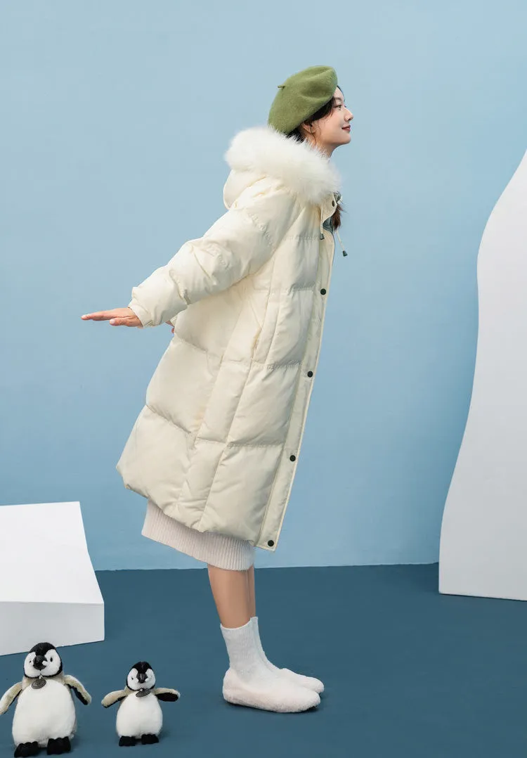 Julia Hooded Faux Fur Hooded Down Puffer Coat