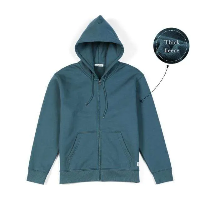 Winter New Cotton-Jersey Zip-Up Hoodie Men basic hooded Sweatshirts Comfortable Jogger Jackets Outerwear