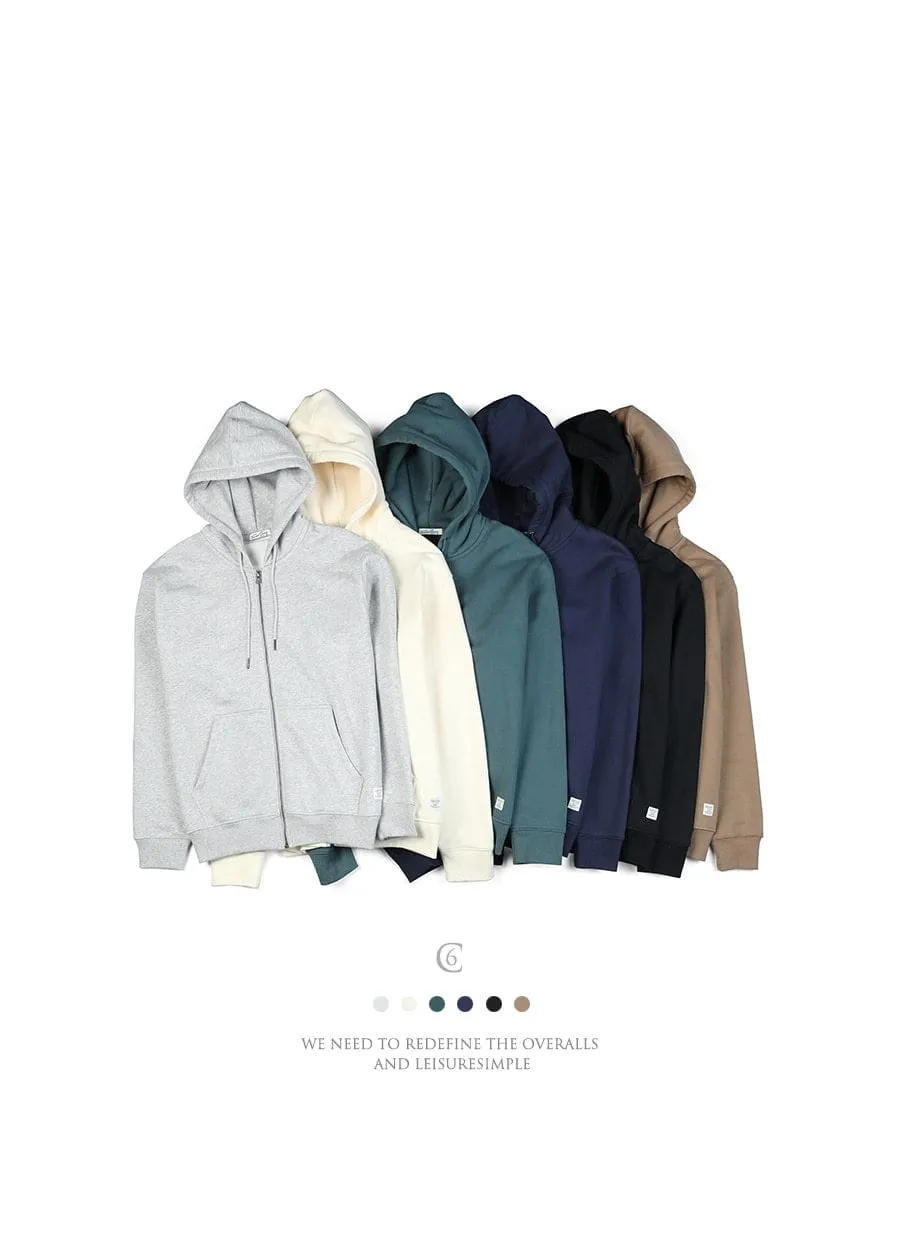 Winter New Cotton-Jersey Zip-Up Hoodie Men basic hooded Sweatshirts Comfortable Jogger Jackets Outerwear