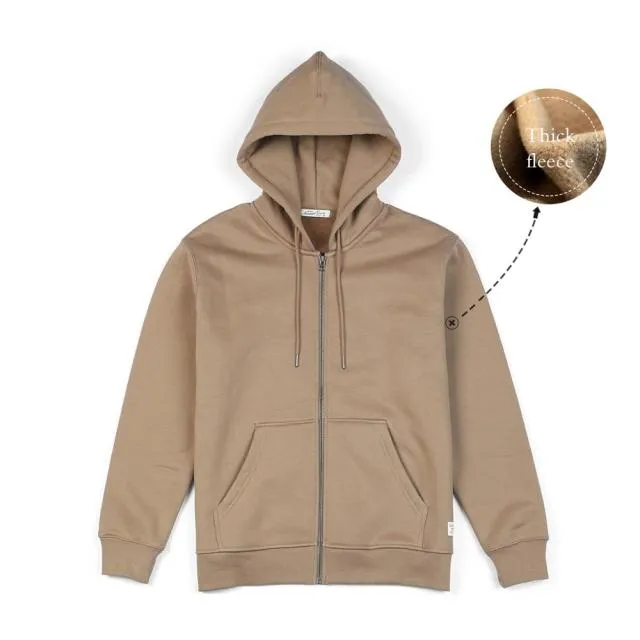 Winter New Cotton-Jersey Zip-Up Hoodie Men basic hooded Sweatshirts Comfortable Jogger Jackets Outerwear