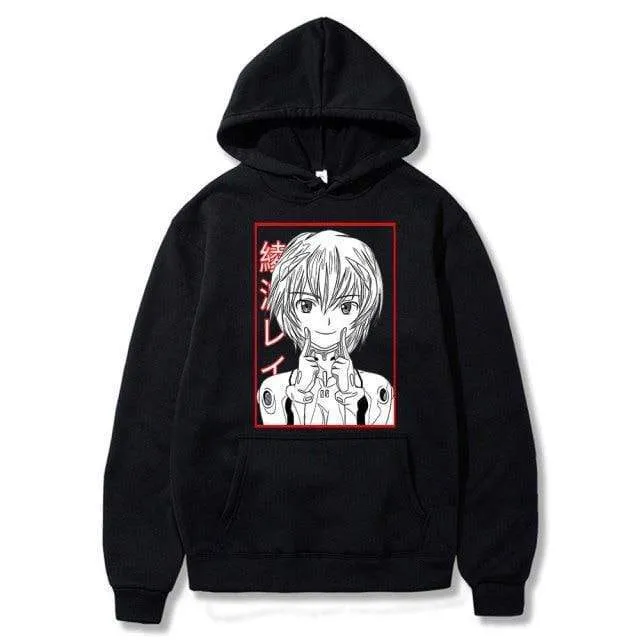 Ayanami Rei Print Sweatshirt Man Autumn Fleece Hoody Fashion Pocket Clothes Fashion Casual Swetshirt Men Women's Harajuku