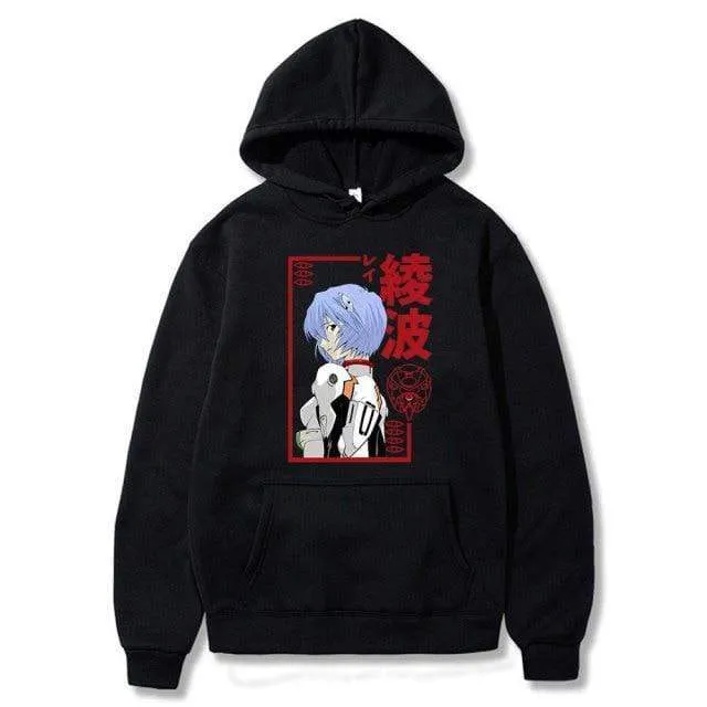 Ayanami Rei Print Sweatshirt Man Autumn Fleece Hoody Fashion Pocket Clothes Fashion Casual Swetshirt Men Women's Harajuku