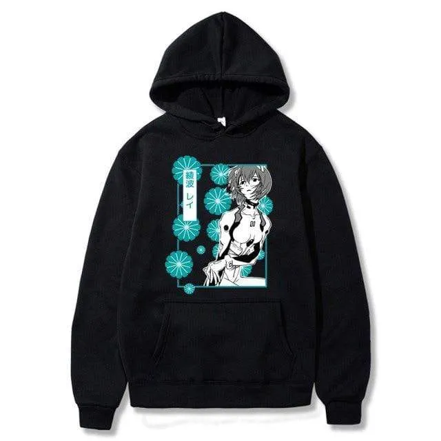 Ayanami Rei Print Sweatshirt Man Autumn Fleece Hoody Fashion Pocket Clothes Fashion Casual Swetshirt Men Women's Harajuku