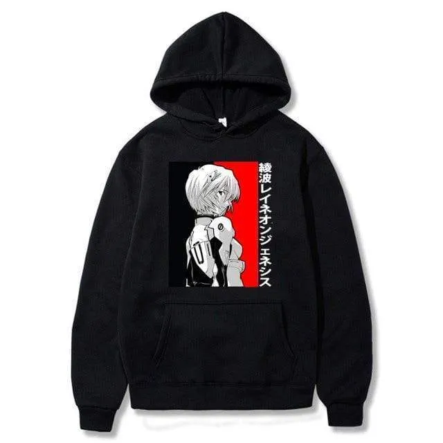 Ayanami Rei Print Sweatshirt Man Autumn Fleece Hoody Fashion Pocket Clothes Fashion Casual Swetshirt Men Women's Harajuku